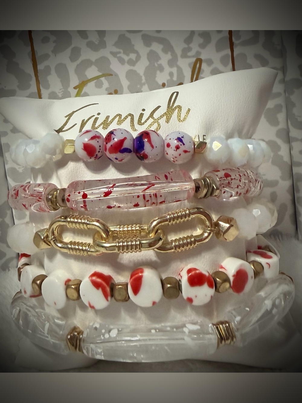 New ERIMISH Bracelets - 5 pc Stack - Red, White & Blue